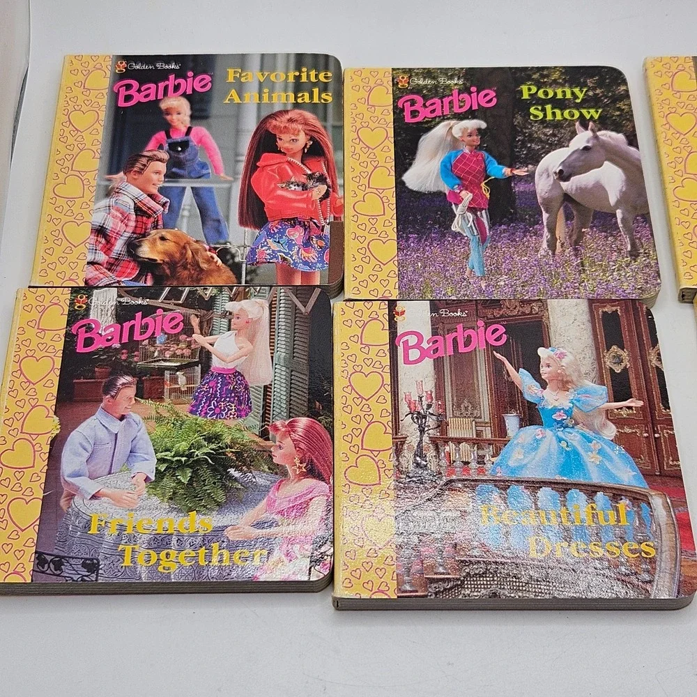 Vintage 1998 Barbie Pocket Library Golden Books Complete 6 Board Book Box Set